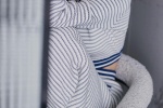 Dilireba blue and white striped knitted suit wallpaper