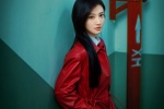 Jing Tian cool and sexy photo in red windbreaker