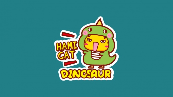 Little Dinosaur Cat Cartoon Picture Wallpaper
