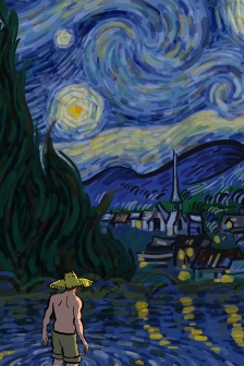 Van Gogh illustration style mobile wallpaper