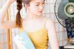 Sexy beauty model with suspender ponytail and eye-catching photo