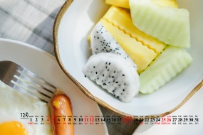 December 2021 fresh food and beautiful scenery calendar wallpaper