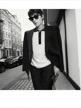 Yang Yang handsome black and white textured photo