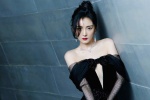 Yang Mi's seductive sexy photo in black gauze starlight skirt