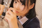 Cute beauty schoolgirl seductive photo in miniskirt