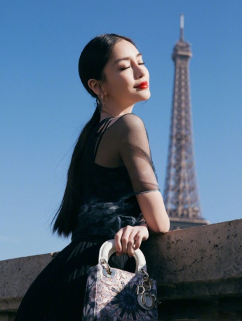 angelababy sexy street photo in elegant long dress