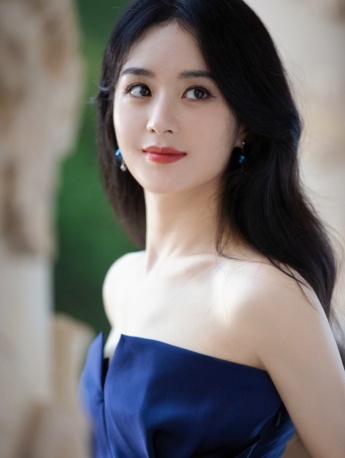 趙麗穎藍色禮服性感撩人寫真