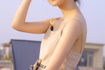Eye-catching and sexy rooftop girl's charming photo