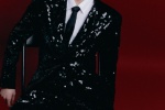 Wang Yuan black sequined suit retro handsome photo