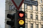 Romantic traffic lights are a beautiful love background picture