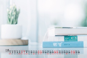 2021年11月蓝色系清新日历壁纸