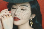 Jing Tian retro Hong Kong style red and black blockbuster sexy photo