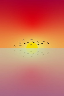 Sunset sunrise creative illustration mobile wallpaper