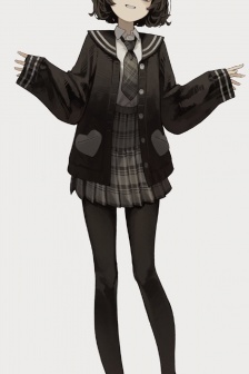 jk制服少女插画手机壁纸