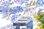Jacaranda hand-painted illustration wallpaper