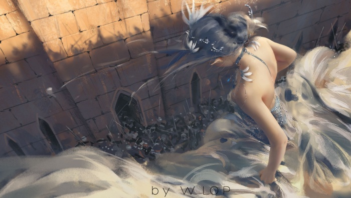 wlop ghost sword ice princess picture desktop wallpaper