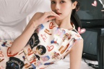Charming and sexy photo of white deer print dress