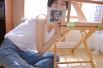 Sexy private room photo of a beautiful lady with fair skin and suspenders, healing style