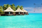 February 2022 blue sky and sea fresh desktop calendar wallpaper