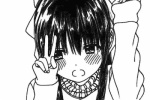Two dimensional black and white anime girl cute avatar