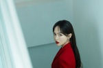 Tang Yan cool fashion photo in red suit