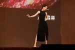 Jin Chen sexy and provocative photo in black high slit skirt