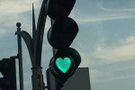 Romantic traffic lights are a beautiful love background picture