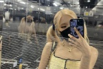 ROSÉ blonde double ponytail playful selfie
