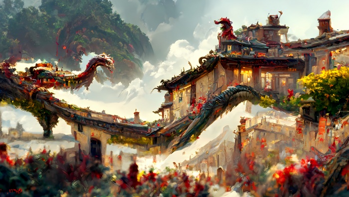 Chinese architecture illustration pictures desktop wallpaper