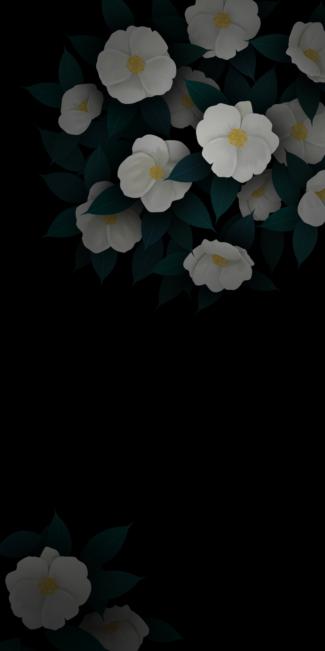 黑色简约小清新花朵手机壁纸