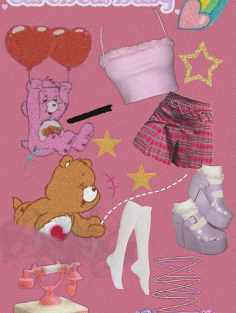 愛心熊貼畫風手機壁紙