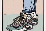 酷简潮流鞋子手绘插画手机壁纸