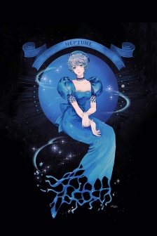 太陽係天體擬人插畫手機壁紙