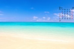 February 2022 blue sky and sea fresh desktop calendar wallpaper
