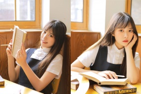 清新可爱美女制服写真壁纸