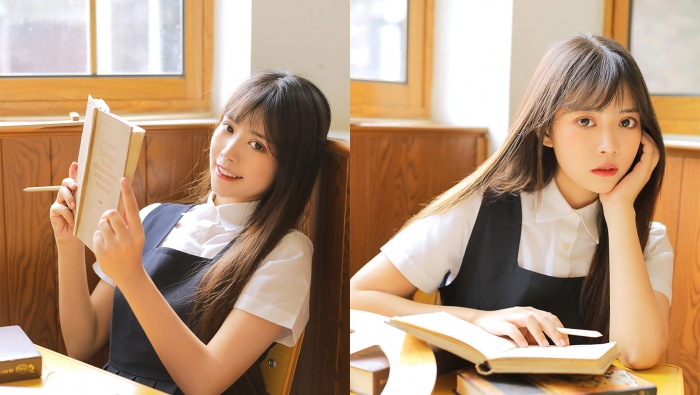 清新可愛美女製服寫真壁紙