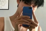 Boys' mobile phone selfie pose avatar picture