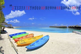 August 2021 sea beach desktop calendar wallpaper