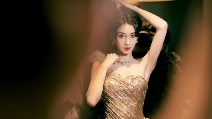 angelababy champagne dress sexy photo wallpaper