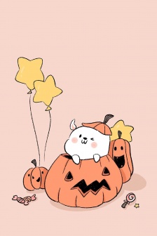 万圣节卡通插画手机壁纸