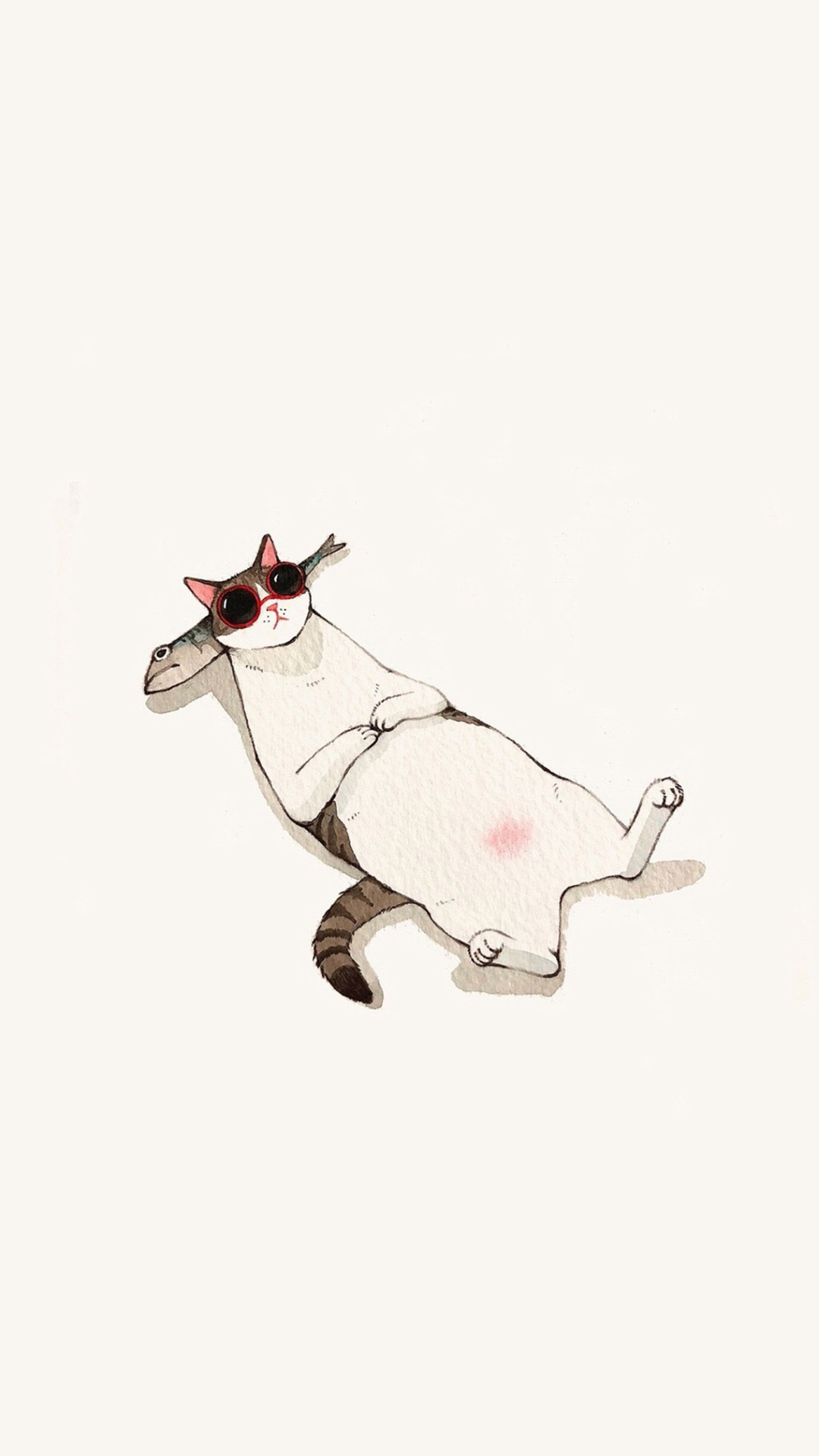萌趣猫咪卡通插画手机壁纸