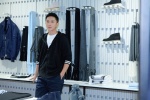 Han Geng handsome photo pictures in black jacket