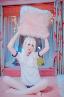 White long-haired beauty sexy gymnastics costume cos photo