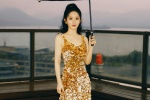 Zhao Liying glamorous and sexy photo in gilt dress