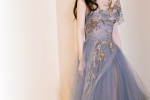 sexy photo of angelababy blue tulle dress