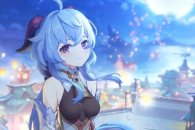 Original God Ganyu aesthetic desktop wallpaper