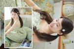 純欲少女印花吊帶裙性感寫真