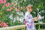 Beauty in kimono outdoor aesthetic photo desktop wallpaper