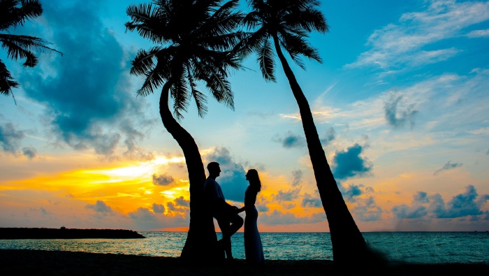 Chinese Valentine's Day couple silhouette pictures desktop wallpaper