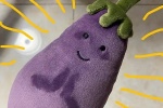 Collection of cute eggplant essence expression packs
